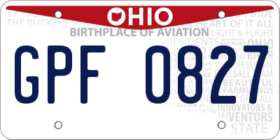 OH license plate GPF0827