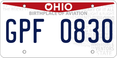 OH license plate GPF0830