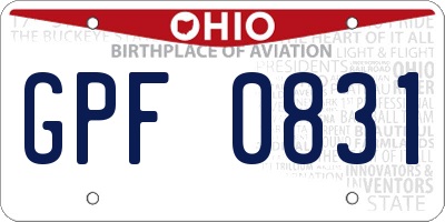 OH license plate GPF0831