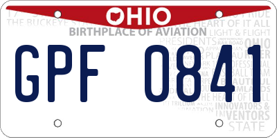 OH license plate GPF0841