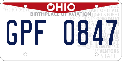 OH license plate GPF0847