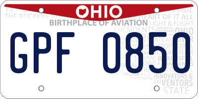 OH license plate GPF0850