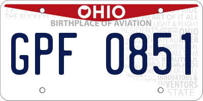 OH license plate GPF0851