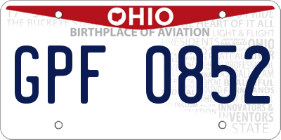 OH license plate GPF0852