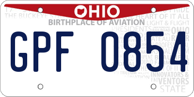 OH license plate GPF0854
