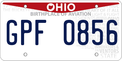OH license plate GPF0856