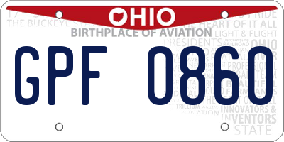OH license plate GPF0860