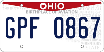 OH license plate GPF0867