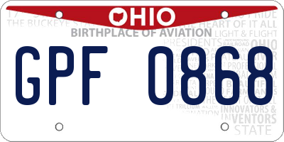 OH license plate GPF0868