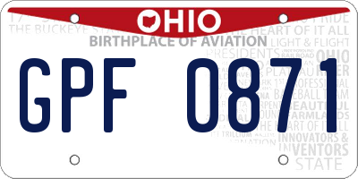 OH license plate GPF0871