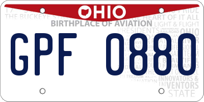 OH license plate GPF0880