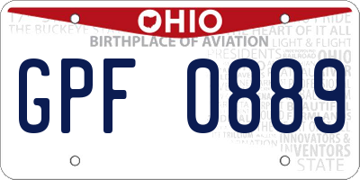 OH license plate GPF0889