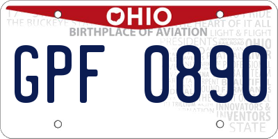OH license plate GPF0890
