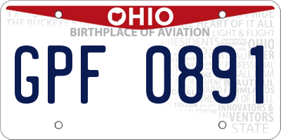 OH license plate GPF0891