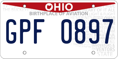 OH license plate GPF0897