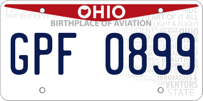OH license plate GPF0899