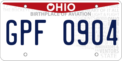 OH license plate GPF0904