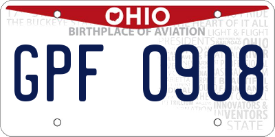 OH license plate GPF0908