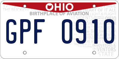 OH license plate GPF0910