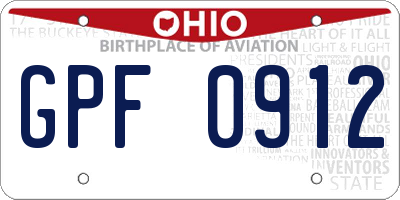OH license plate GPF0912