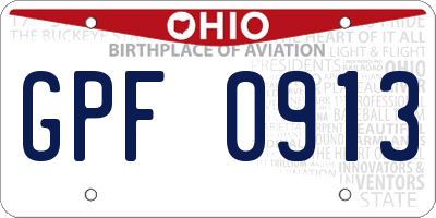 OH license plate GPF0913