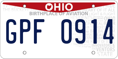 OH license plate GPF0914