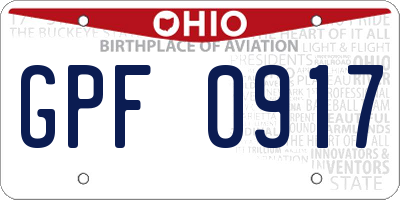 OH license plate GPF0917