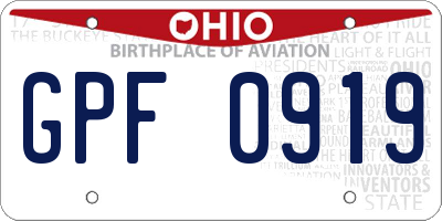 OH license plate GPF0919