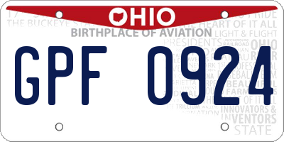 OH license plate GPF0924