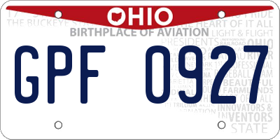 OH license plate GPF0927