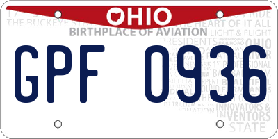 OH license plate GPF0936