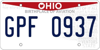 OH license plate GPF0937