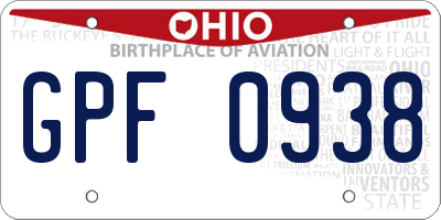 OH license plate GPF0938