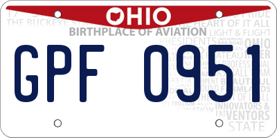 OH license plate GPF0951