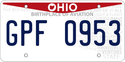 OH license plate GPF0953