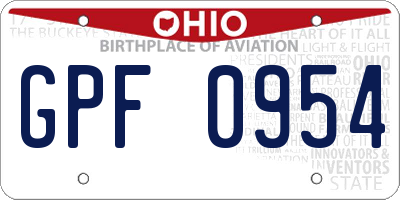 OH license plate GPF0954