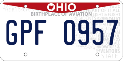 OH license plate GPF0957