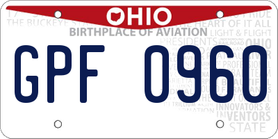 OH license plate GPF0960