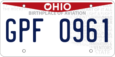 OH license plate GPF0961