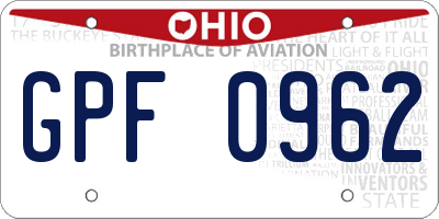 OH license plate GPF0962