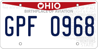 OH license plate GPF0968