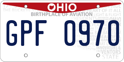 OH license plate GPF0970