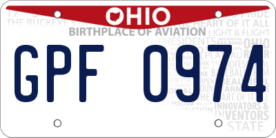 OH license plate GPF0974