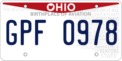 OH license plate GPF0978