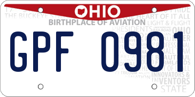 OH license plate GPF0981