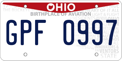 OH license plate GPF0997