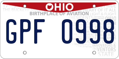 OH license plate GPF0998