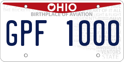 OH license plate GPF1000