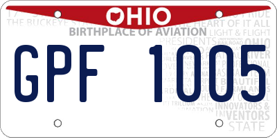 OH license plate GPF1005