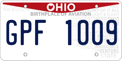 OH license plate GPF1009